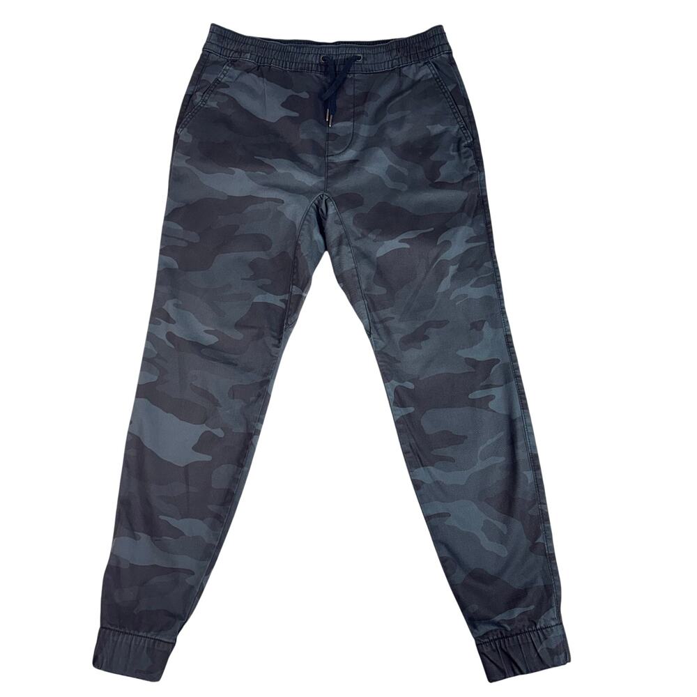 HOLLISTER MEN'S BLACK/GRAY CAMO SKINNY JOGGERS ADVANCED STRETCH LARGE